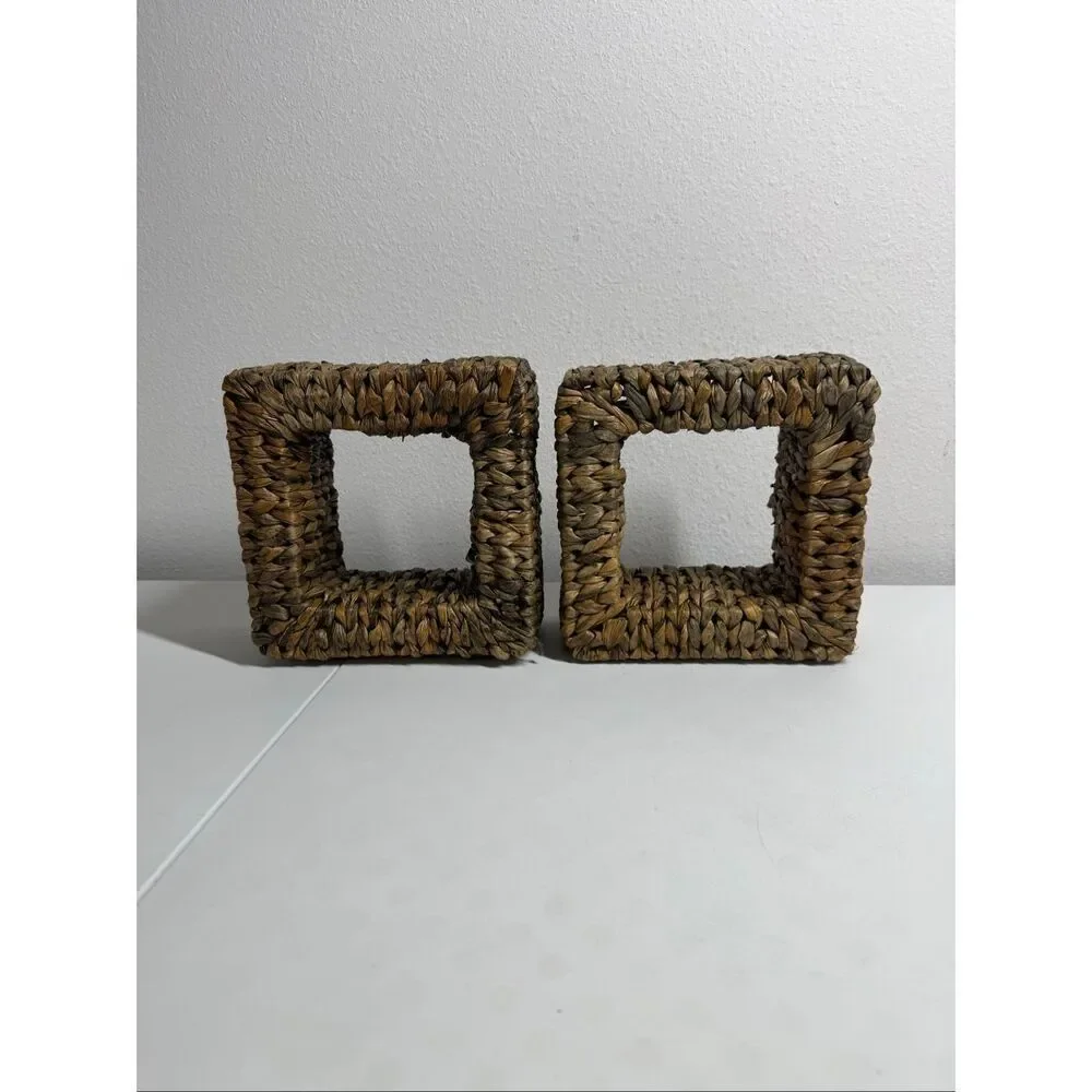 Set of 2 Natural Boho Wicker Rattan Wall Shelf Padma’s Plantation Furniture